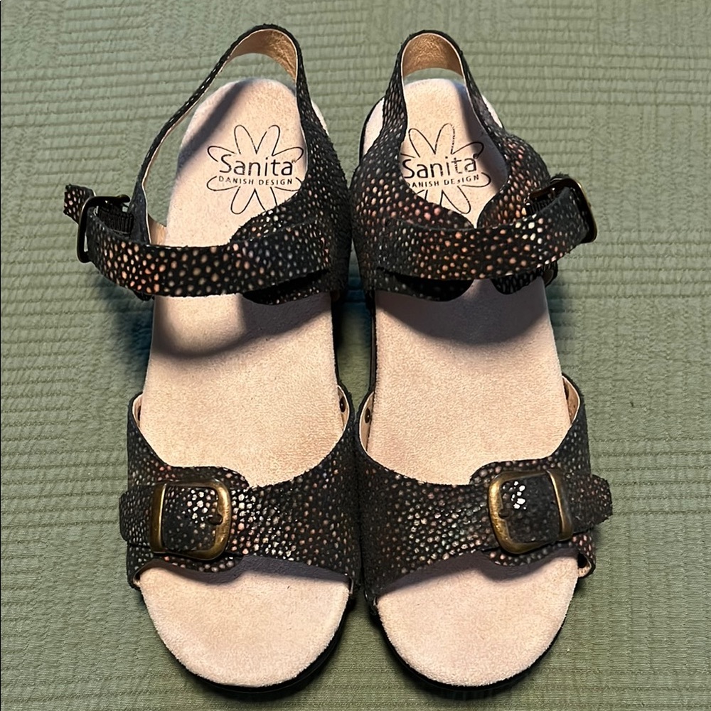 Sanita Women's Black and Brown Sandals
